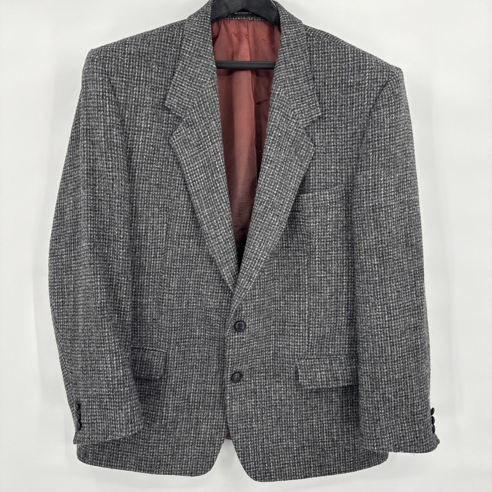 Harris Tweed Sport Coat 46 R Gray Multi Wool Mens Tweed Blazer Jacket VTG‎
